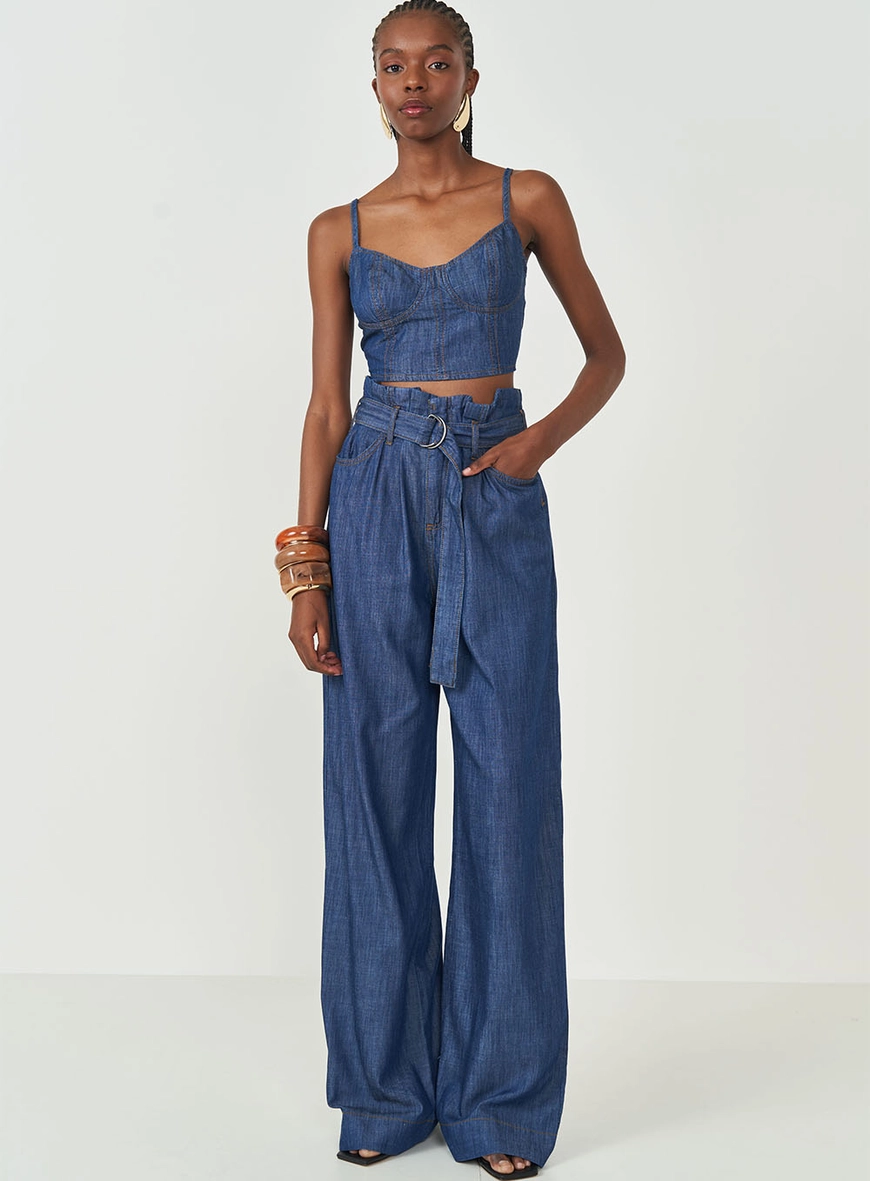 Calça Joana Wide Leg Com Cinto