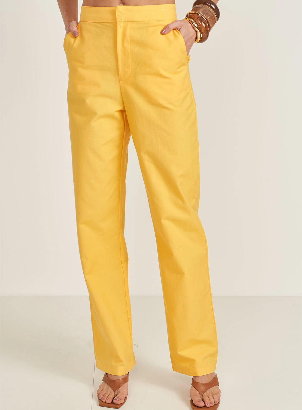 Calça Joana Reta Alfaiataria Amarelo