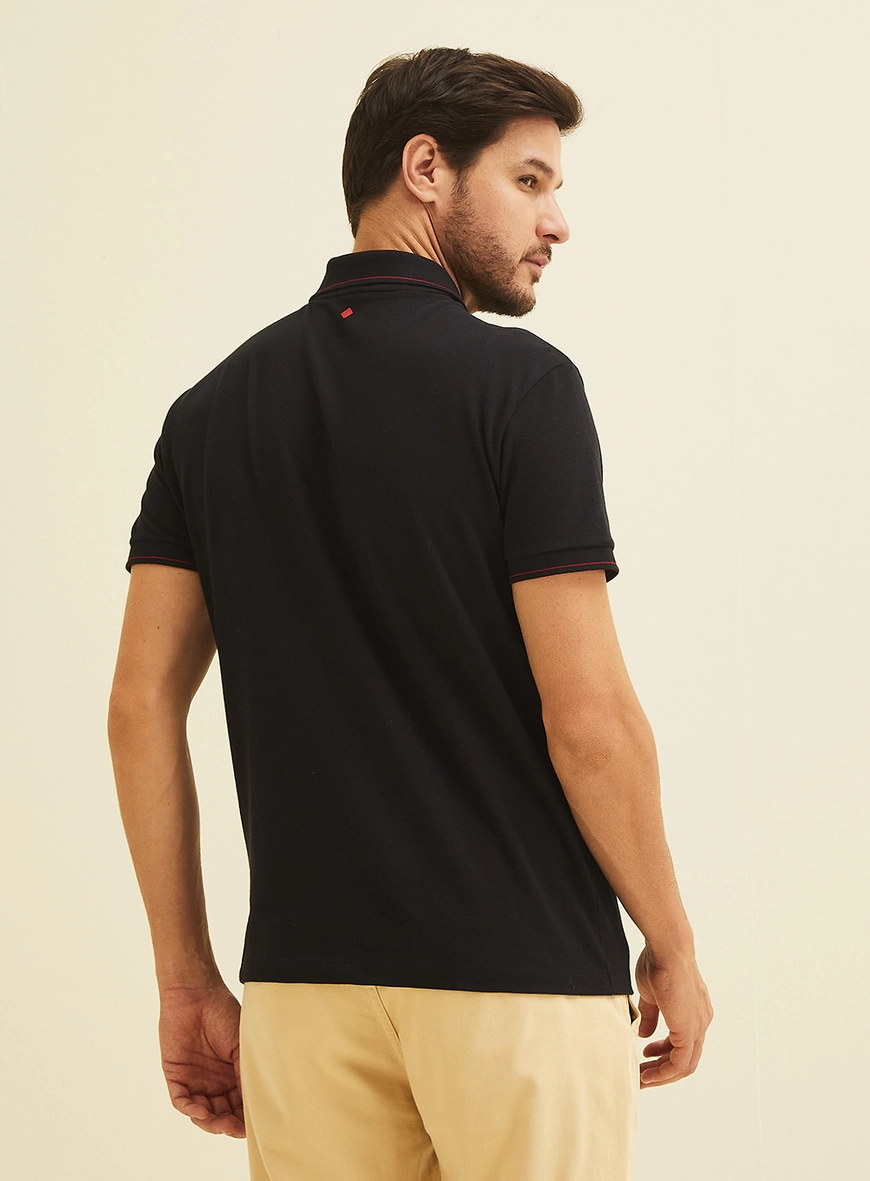 Polo Manga Curta Masculina Preto