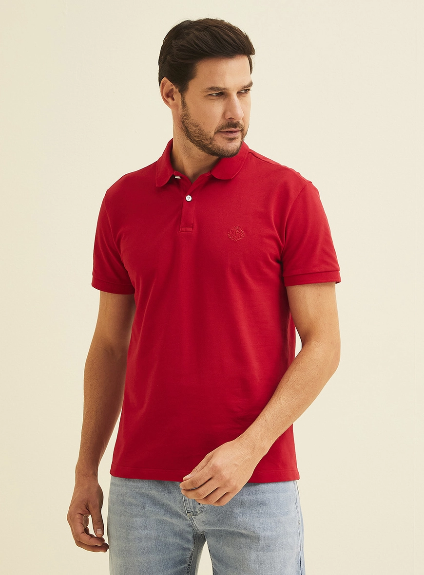 Polo Masculina Manga Curta Vermelho