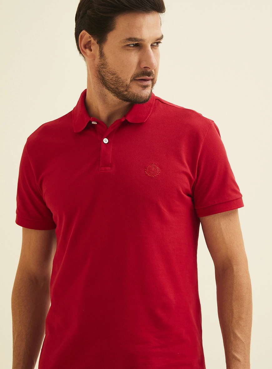 Polo Masculina Manga Curta Vermelho