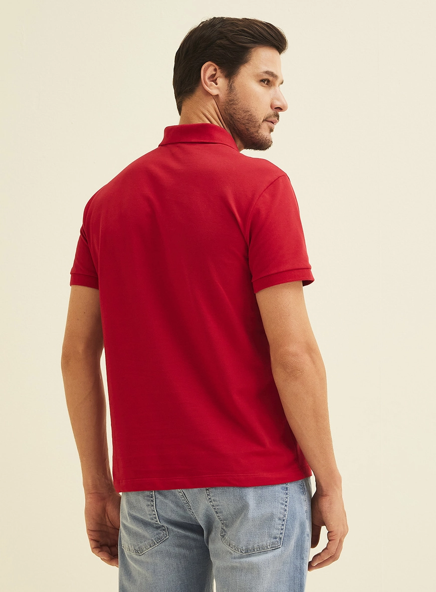 Polo Masculina Manga Curta Vermelho