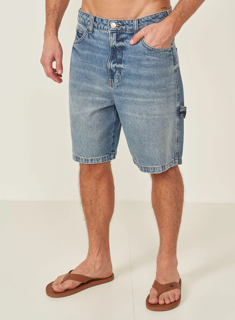 Bermuda Masculina Jeans Baggy Índigo