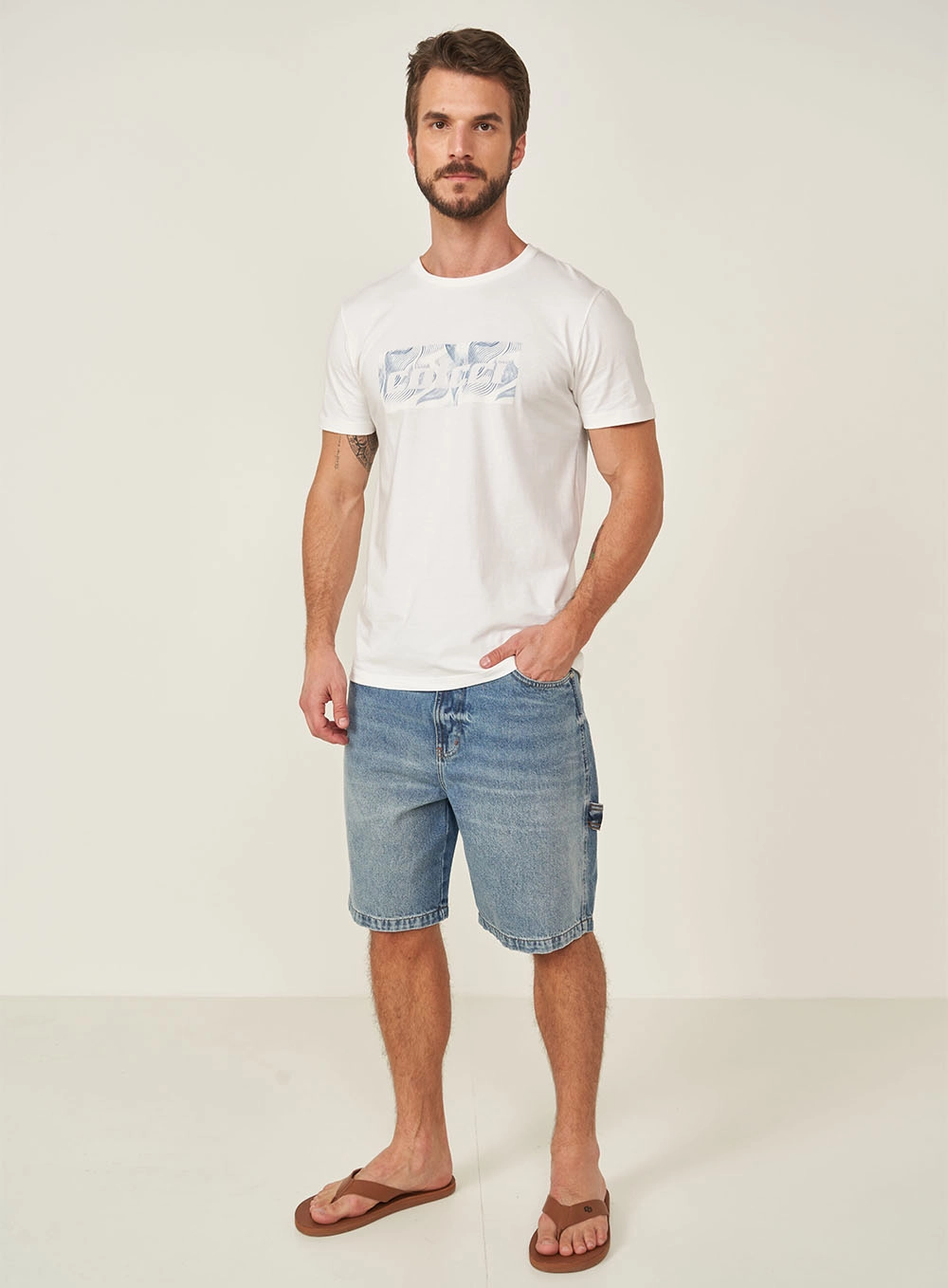 Bermuda Masculina Jeans Baggy Índigo