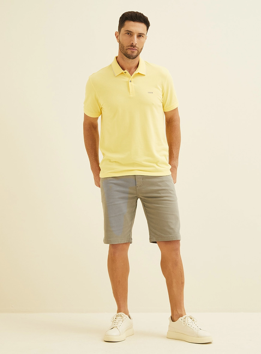 Polo Masculina Manga Curta Amarelo