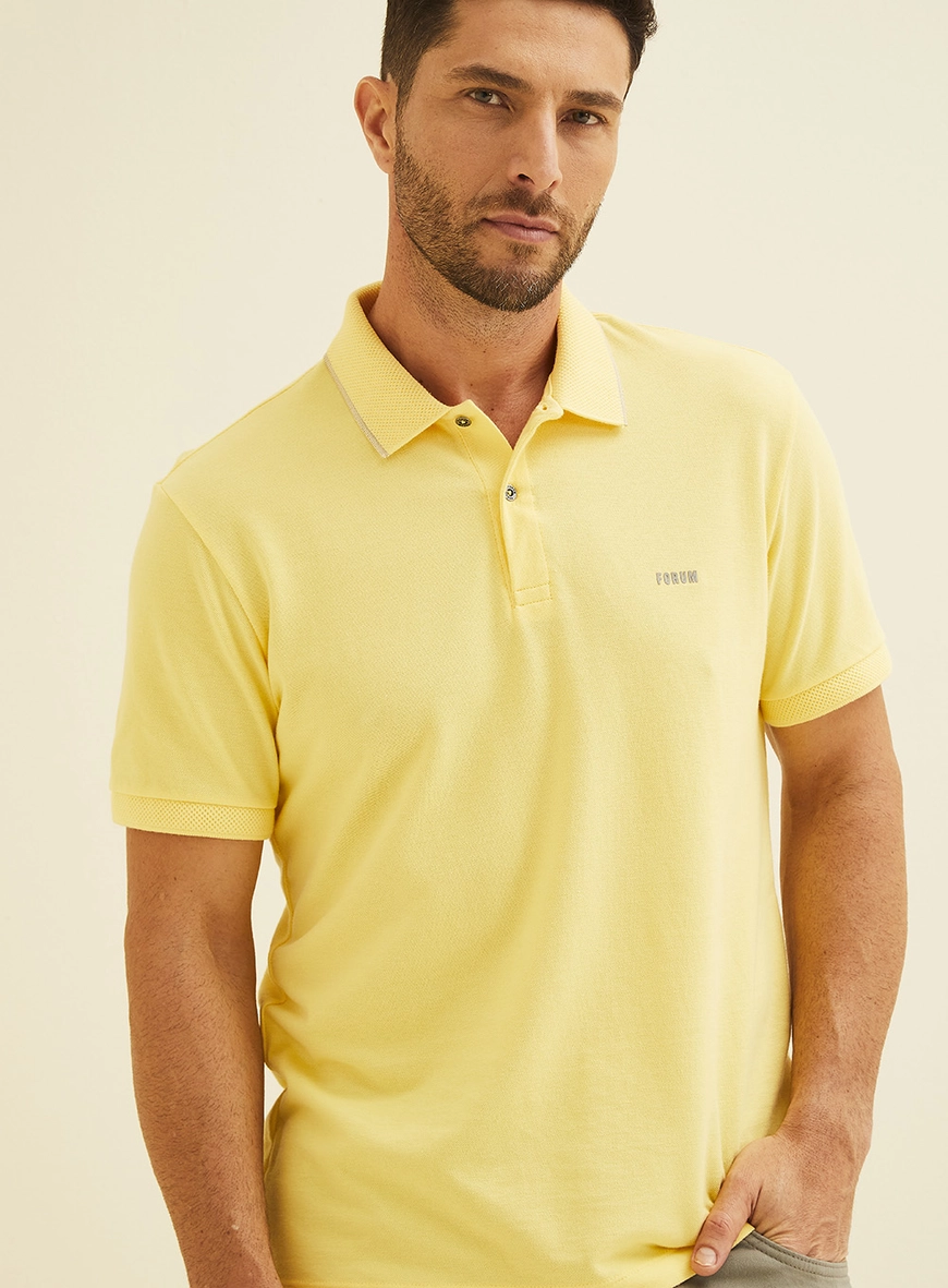 Polo Masculina Manga Curta Amarelo