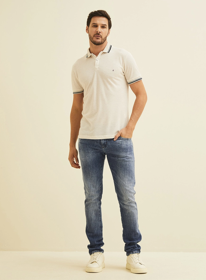 Polo Masculina Manga Curta Off Shell