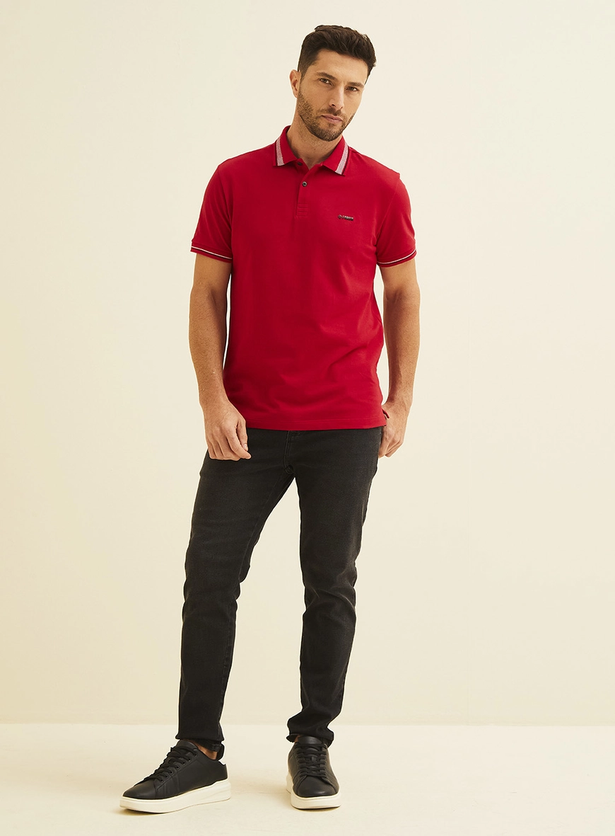 Polo Masculina Manga Curta Vermelho