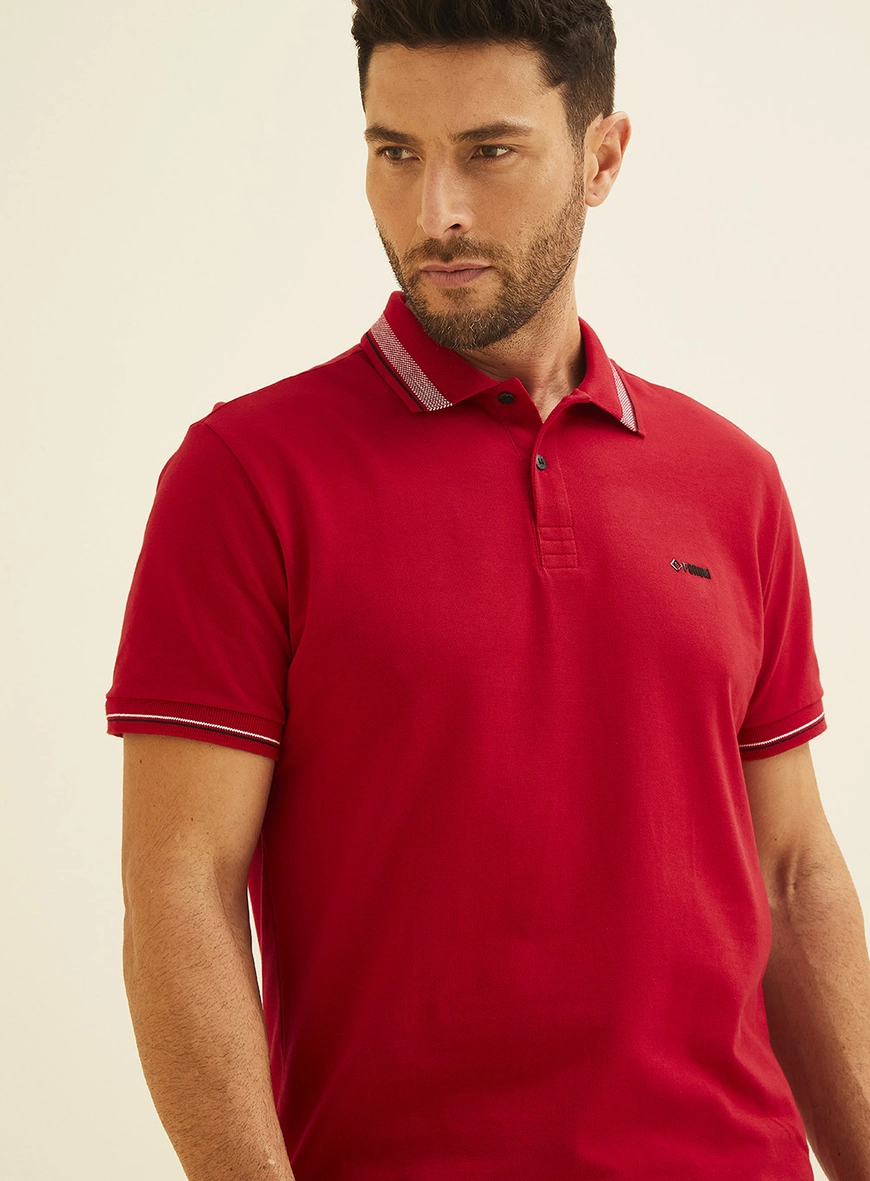 Polo Masculina Manga Curta Vermelho