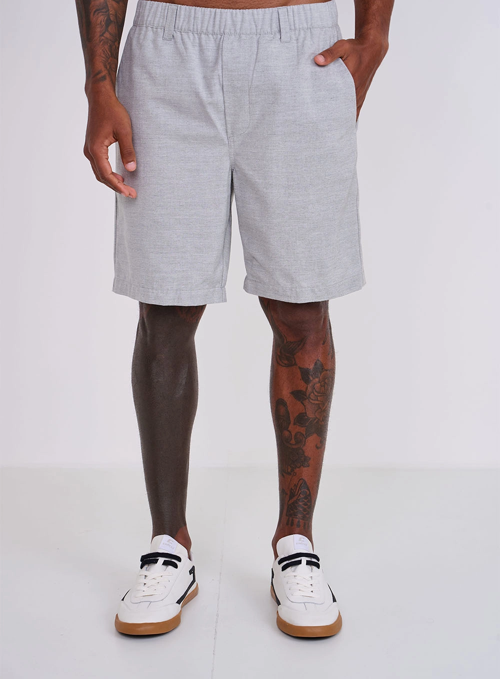 Bermuda New Chino Cós Com Elástico Cinza