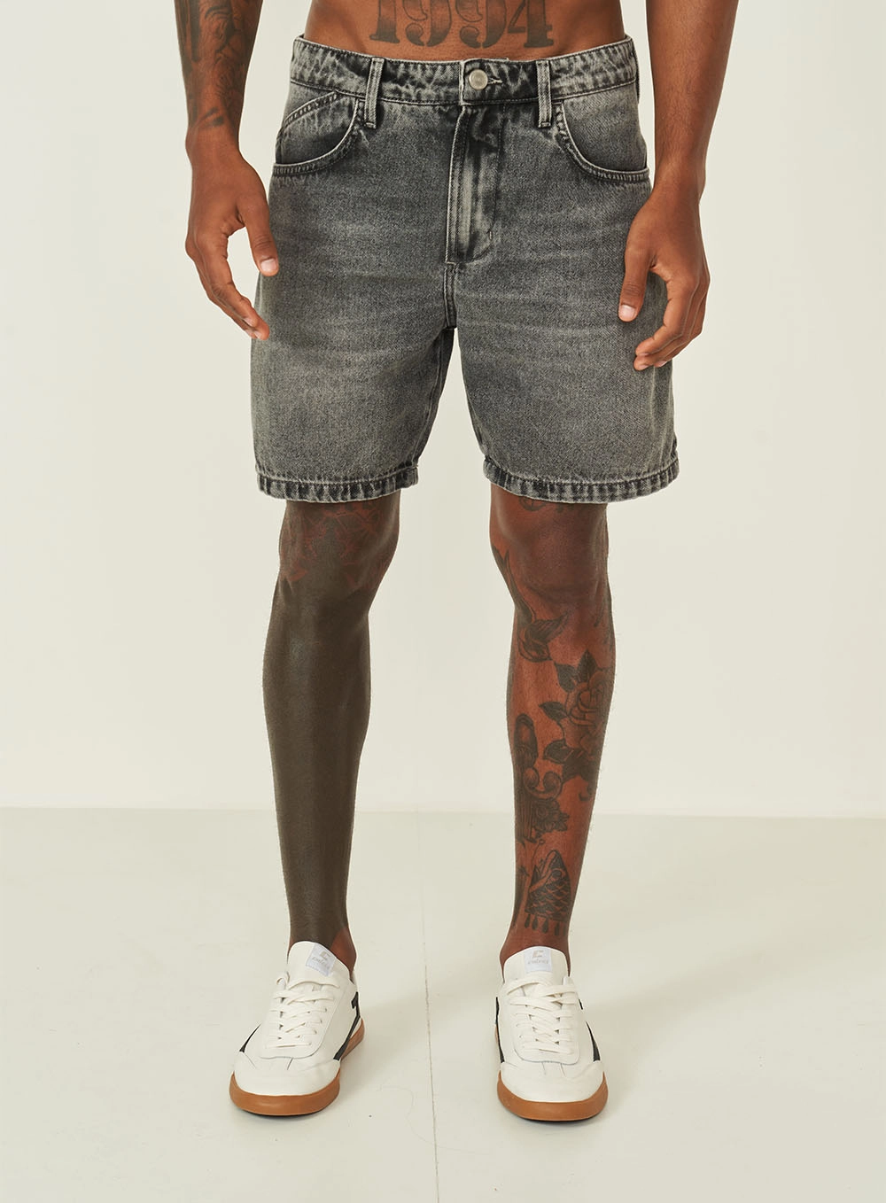Bermuda Jeans Bona Indigo Preto