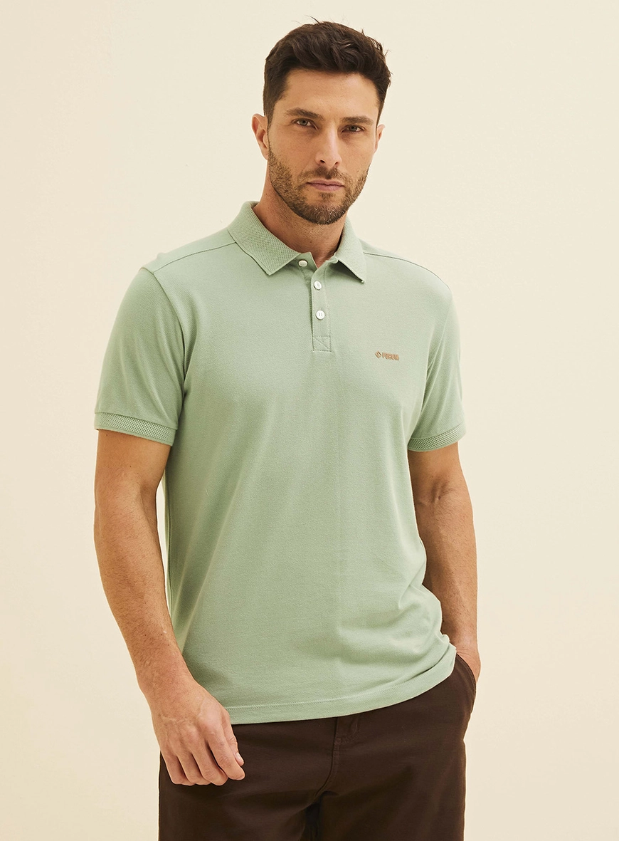 Polo Masculina Muscle Logo Forum Bordada Verde