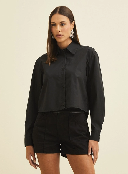 Camisa Encurtada Manga Longa