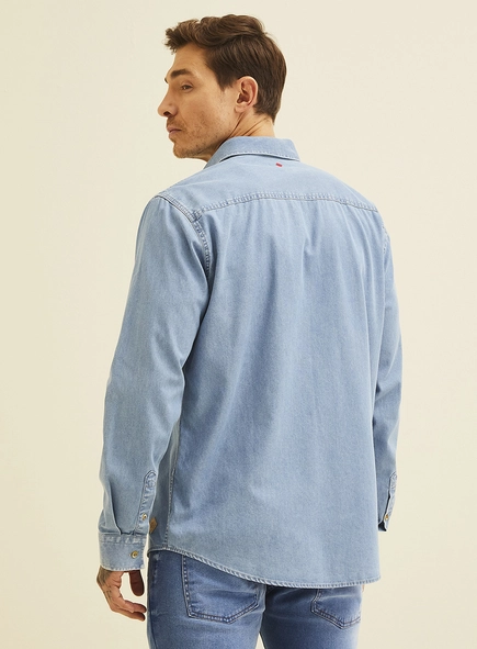 Camisa Jeans Relax Manga Longa