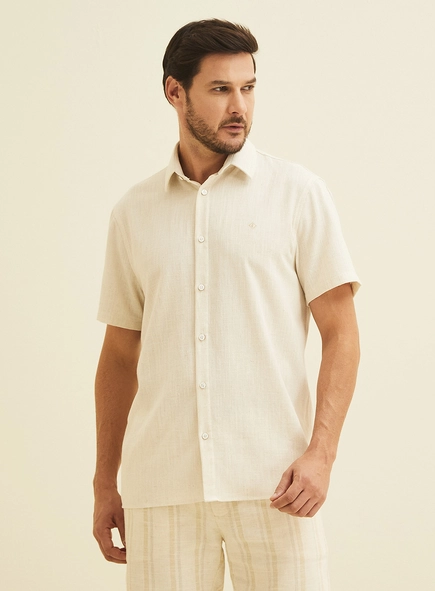 Camisa Relax Em Linho Manga Curta