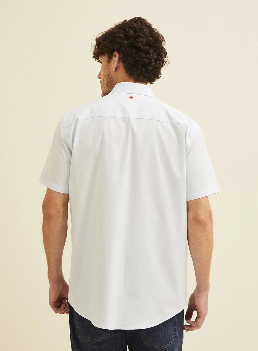 Camisa Relax Masculina Manga Curta Azul