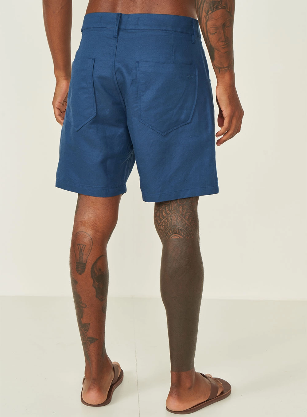 Bermuda Bona Com Linho Azul