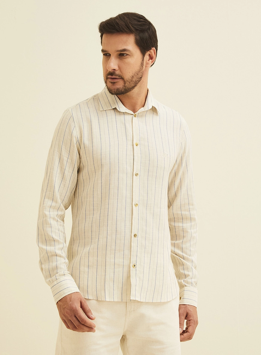 Camisa Em Linho Listrada St Barths Estampados