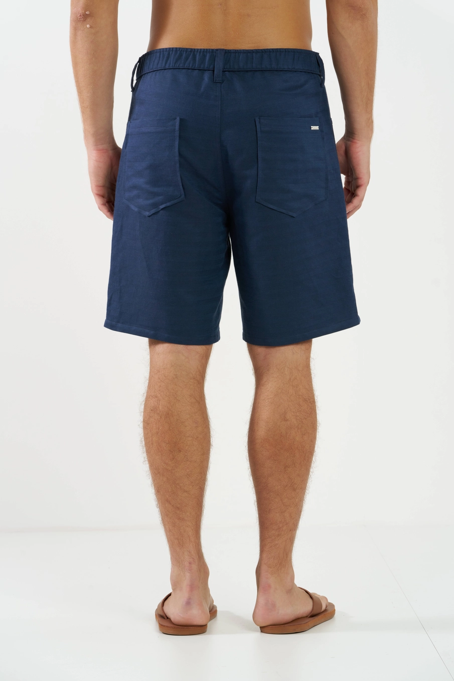 Bermuda Sarja Masculina Com Bolsos Azul