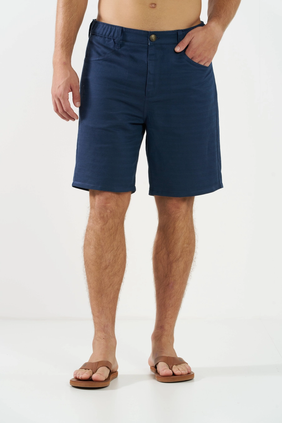 Bermuda Sarja Masculina Com Bolsos Azul