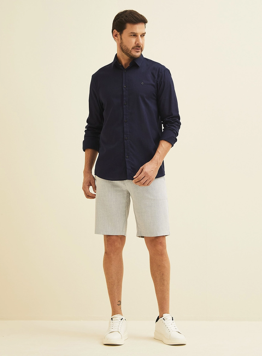 Camisa Masculina Em Linho Relax Azul