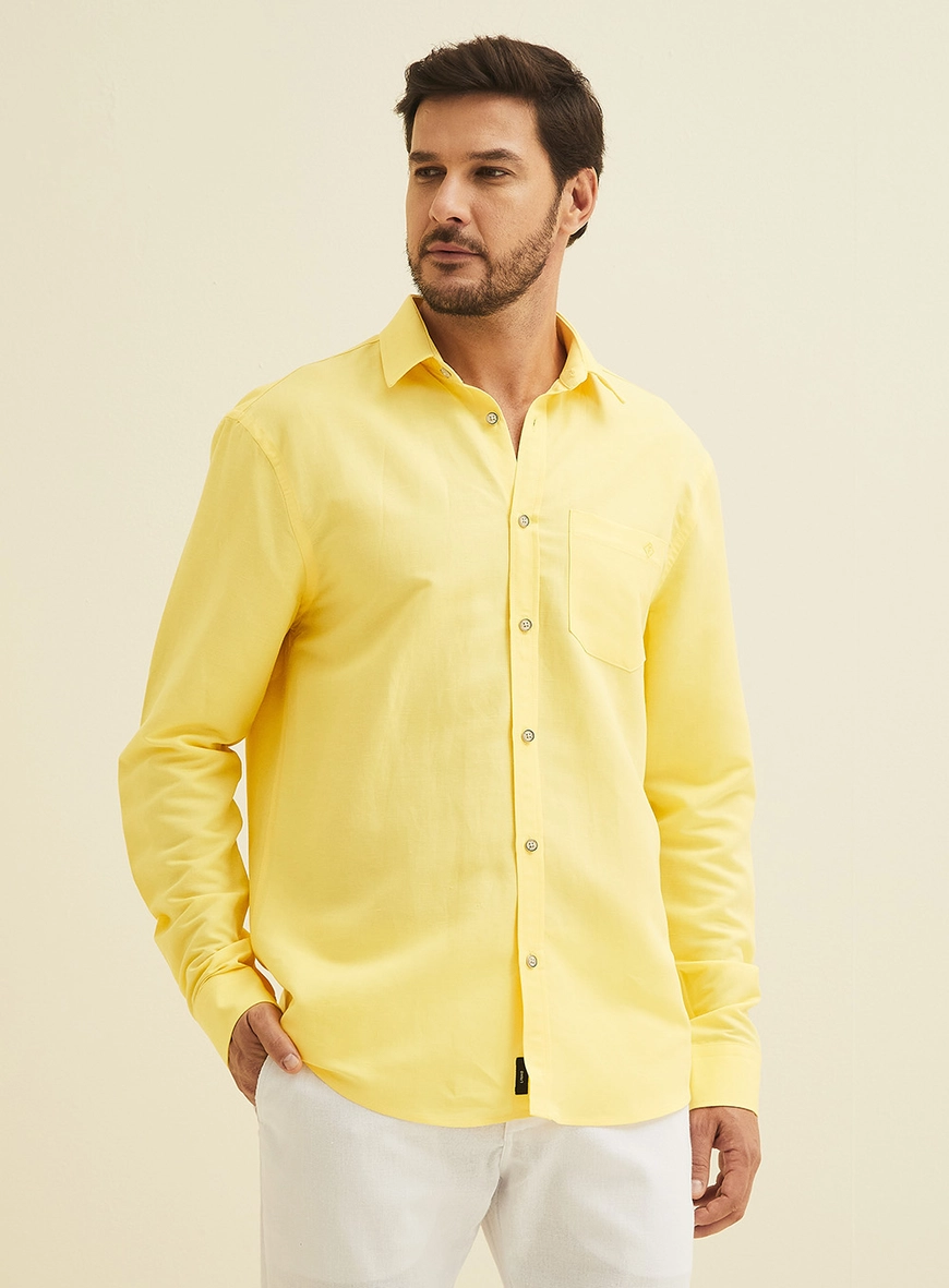 Camisa Em Linho Relax Amarelo
