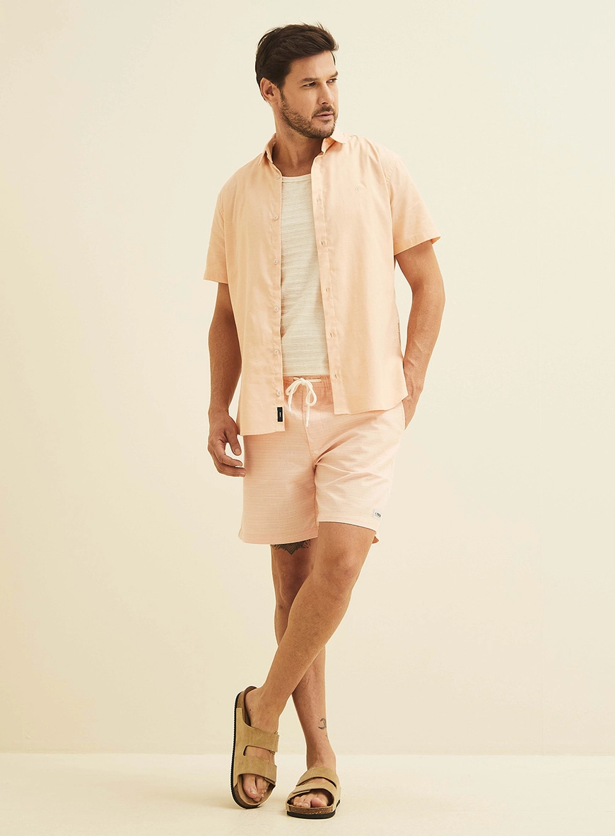 Camisa St Barth Manga Curta Rosa