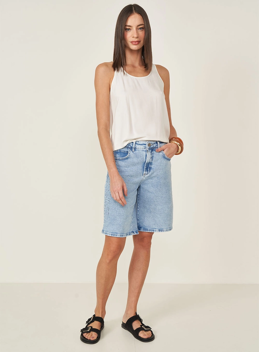 Bermuda Jeans Jade Com Aplicação