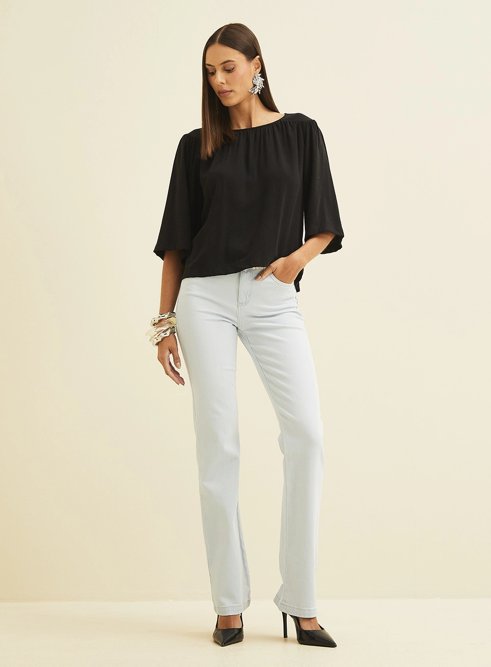 Camiseta Feminina Ampla Preto 1