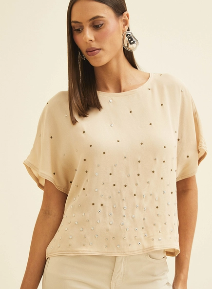 Camiseta Ampla Com Aplicação