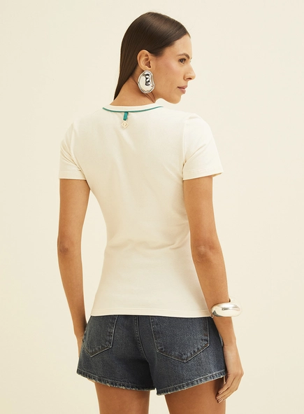 Camiseta Em Linho Baby Look