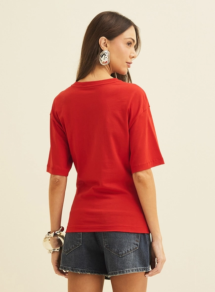 Camiseta Acinturada Com Mangas Amplas