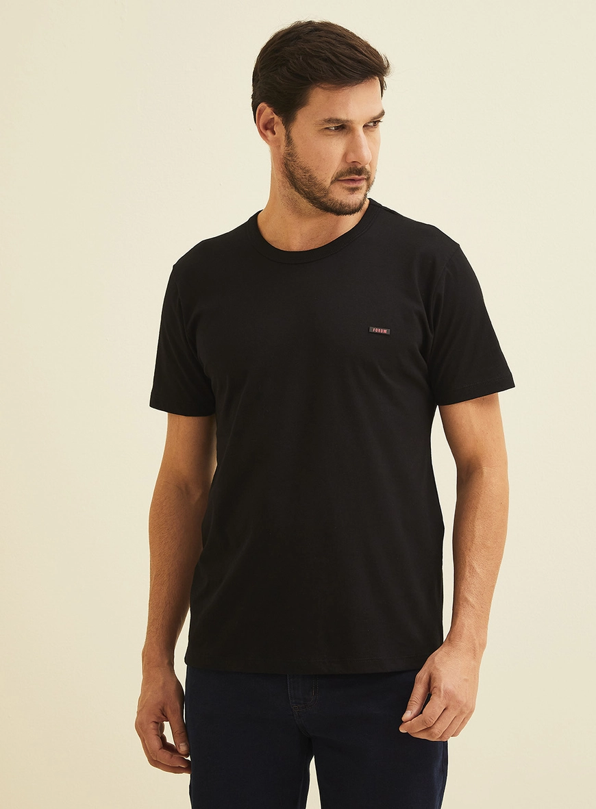 Camiseta New Slim Com Detalhe Em Logo Preto