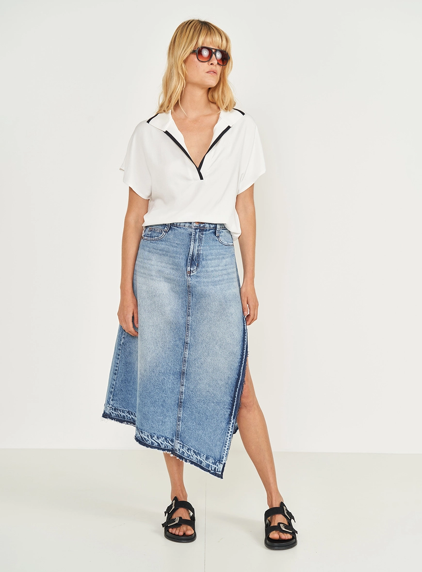 Saia Jeans Joana Assimétrica