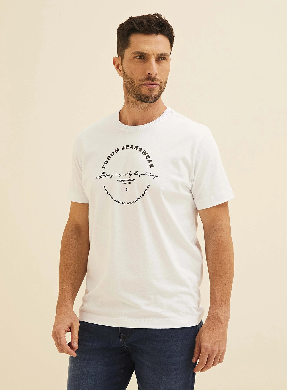 Camiseta New Slim Com Estampa Alto Relevo Branco 2