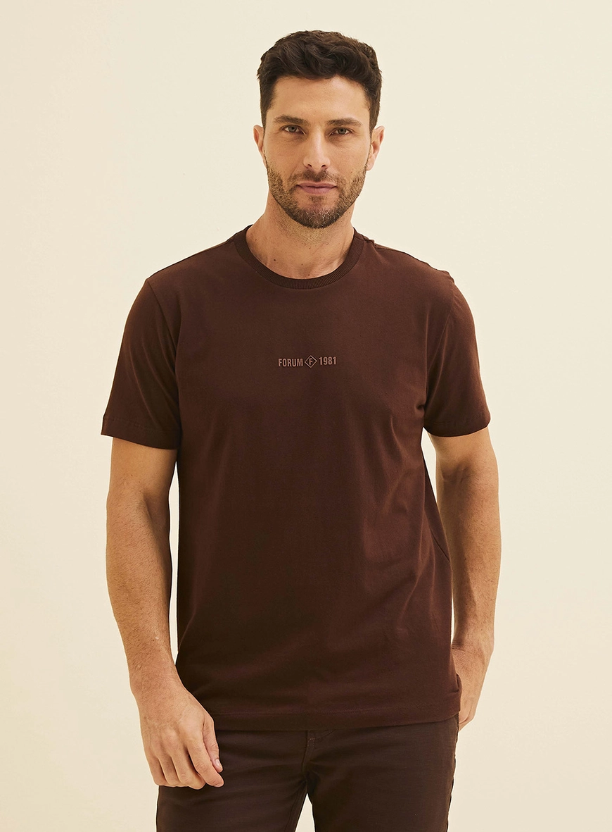 Camiseta New Slim Com Estampa Alto Relevo Marrom