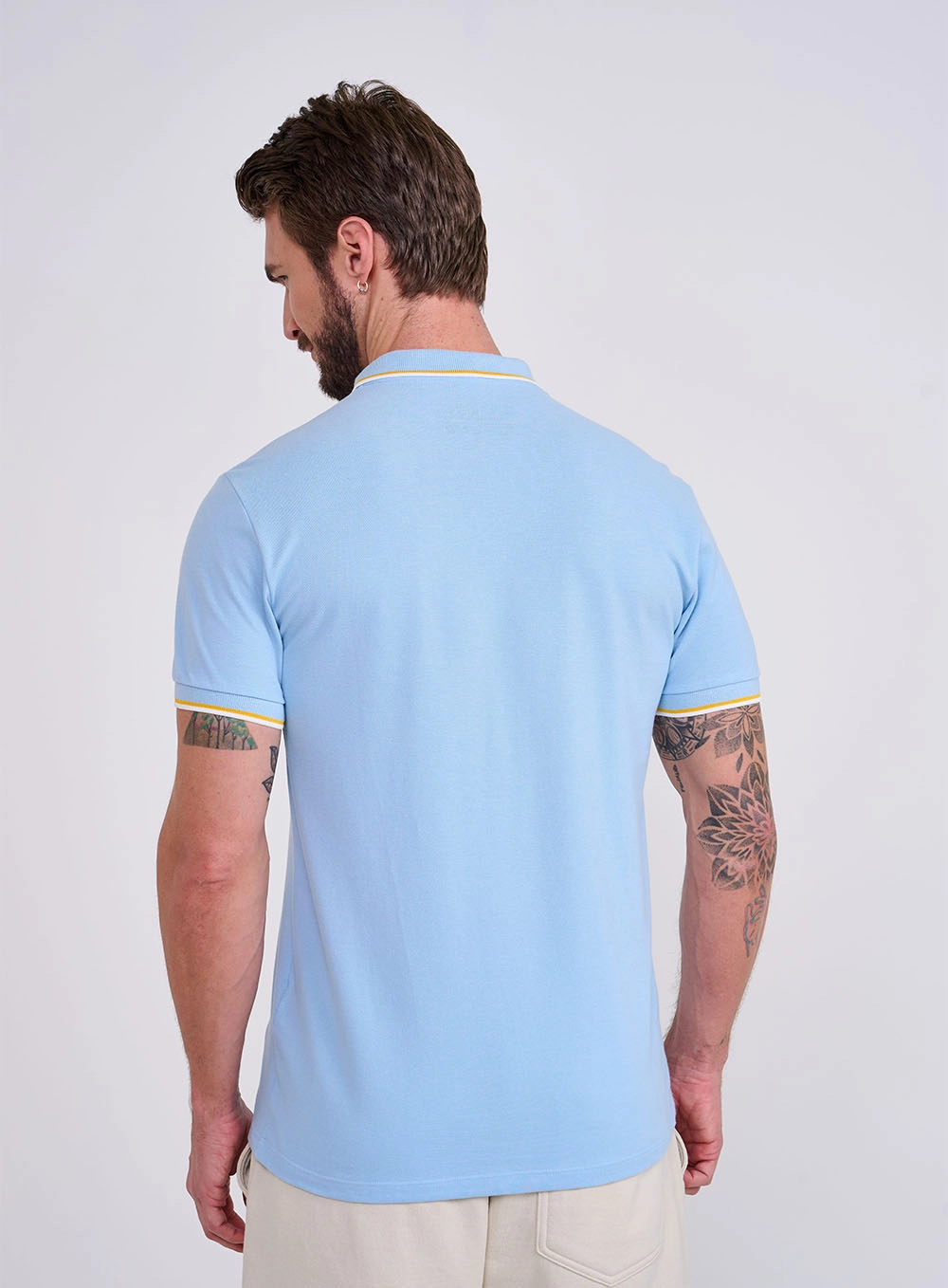 Polo Básica Duas Listras Brasil Azul