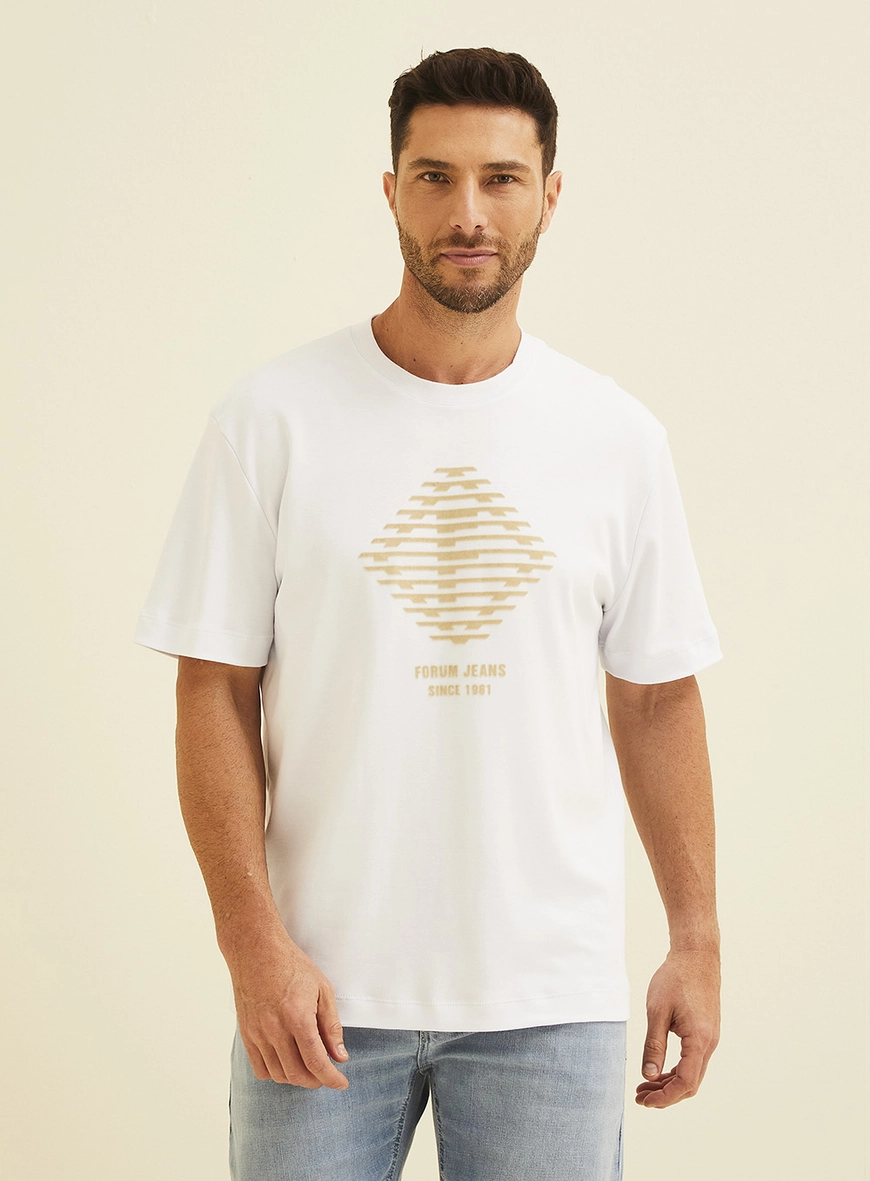 Camiseta Masculina Basic Com Logo Branco