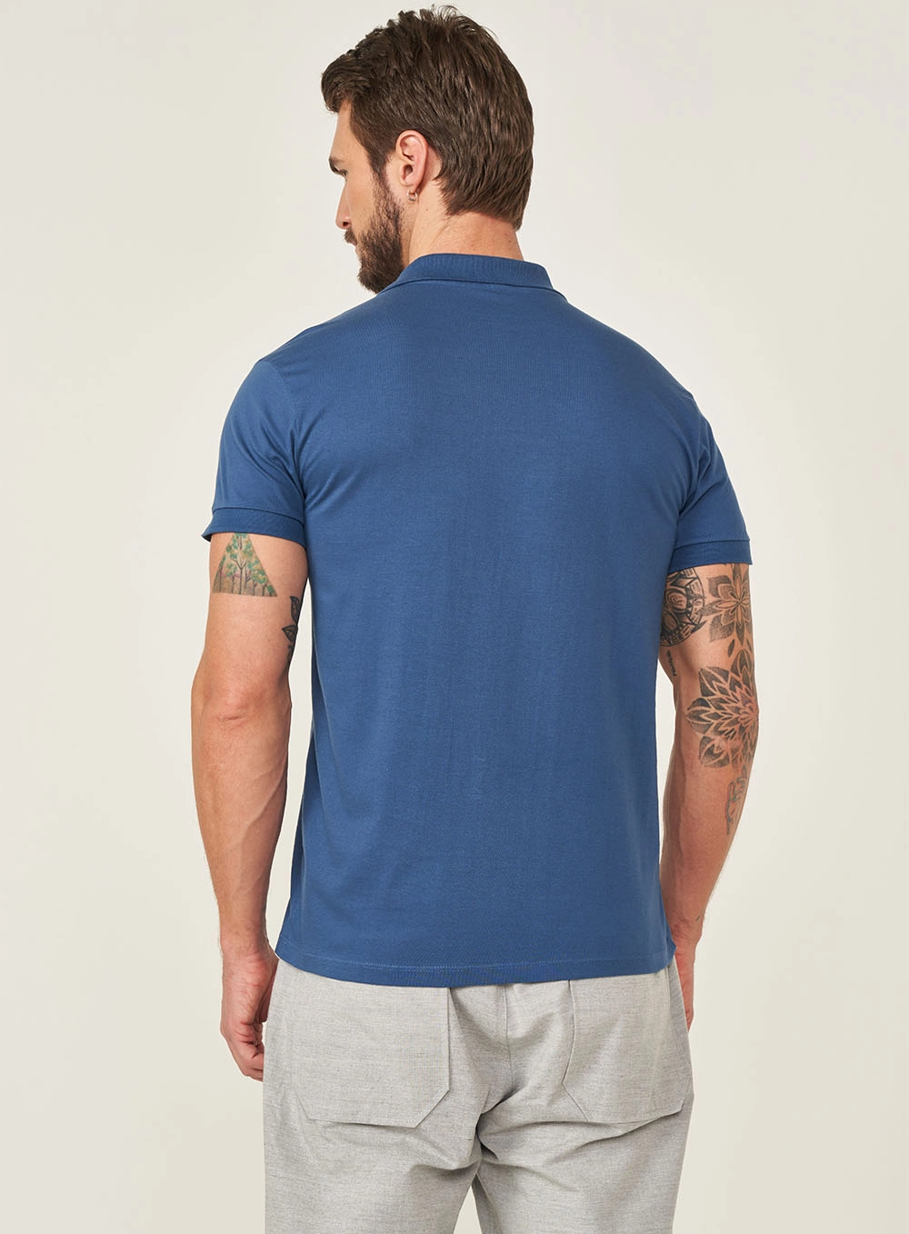 Polo Gola Em Ribana Brasil Azul