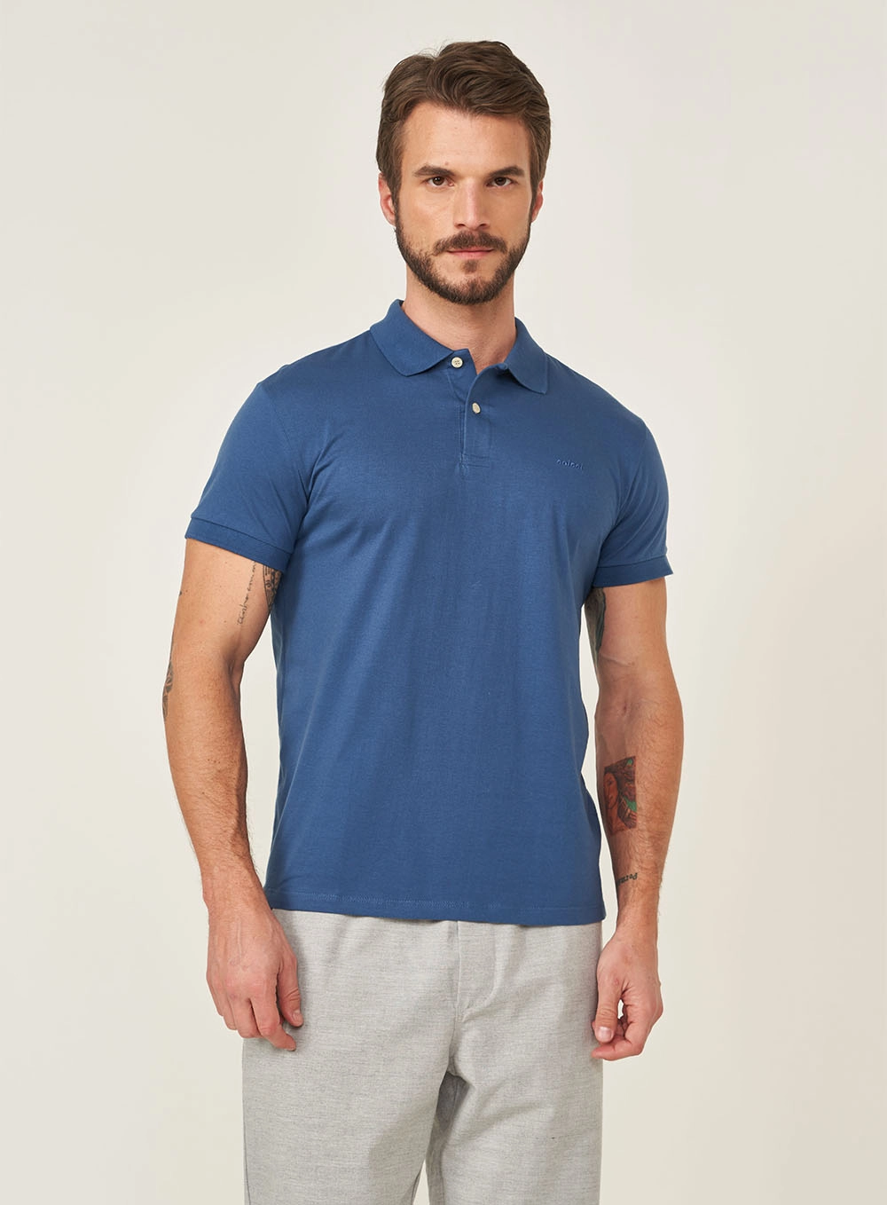 Polo Gola Em Ribana Brasil Azul