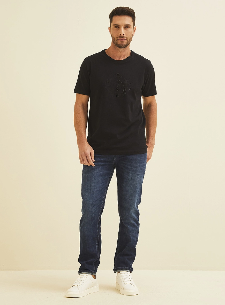Camiseta New Slim Com Aplicação Preto