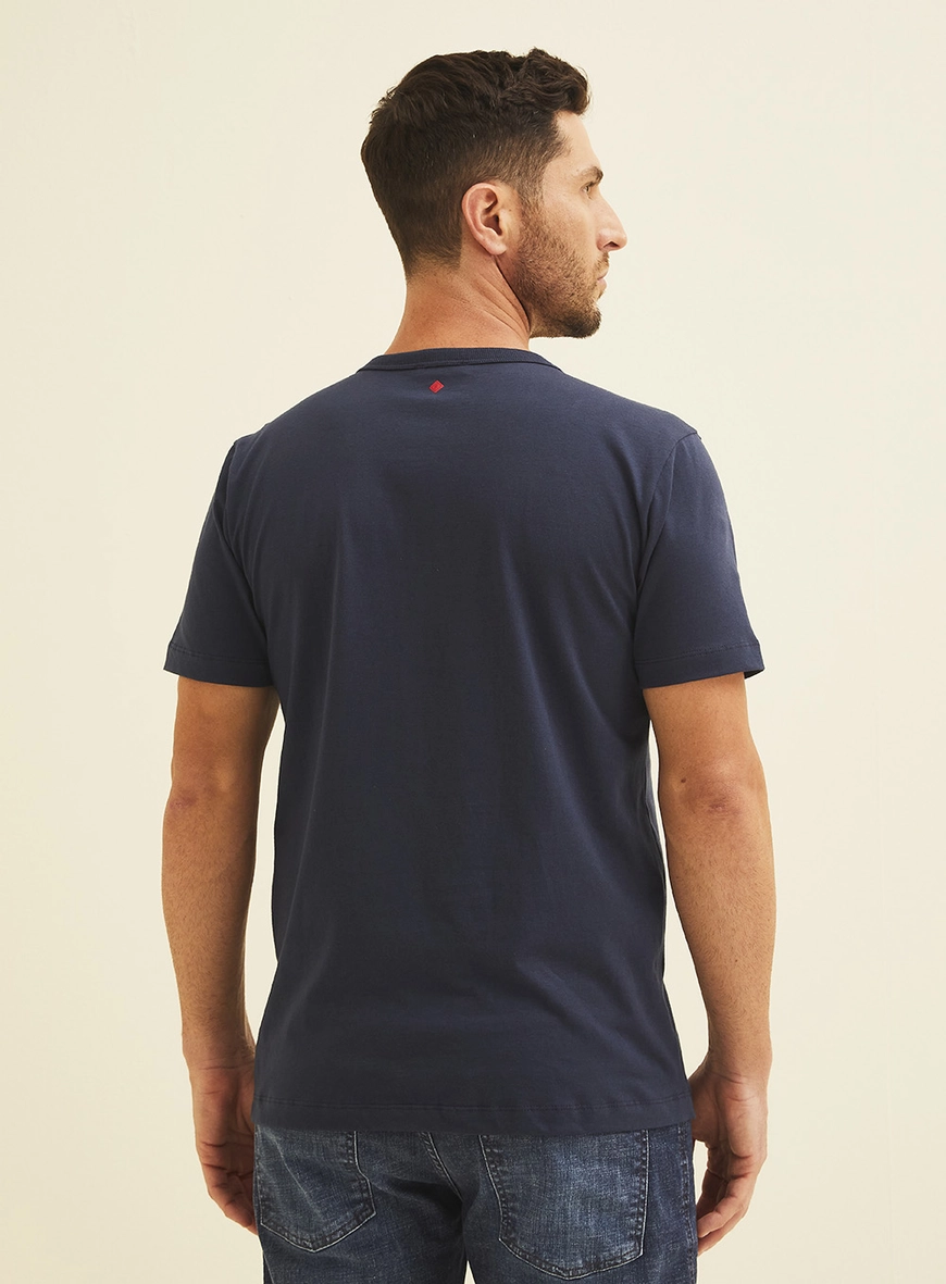 Camiseta New Slim Com Logo Frontal Azul