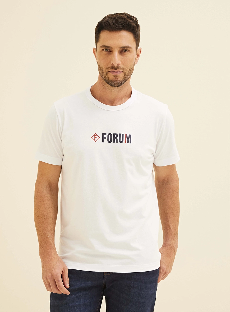 Camiseta New Slim Com Logo Frontal Branco