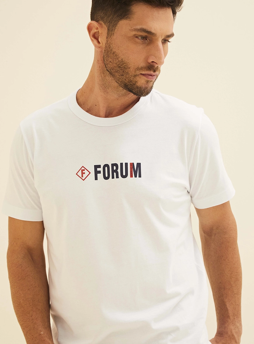 Camiseta New Slim Com Logo Frontal Branco