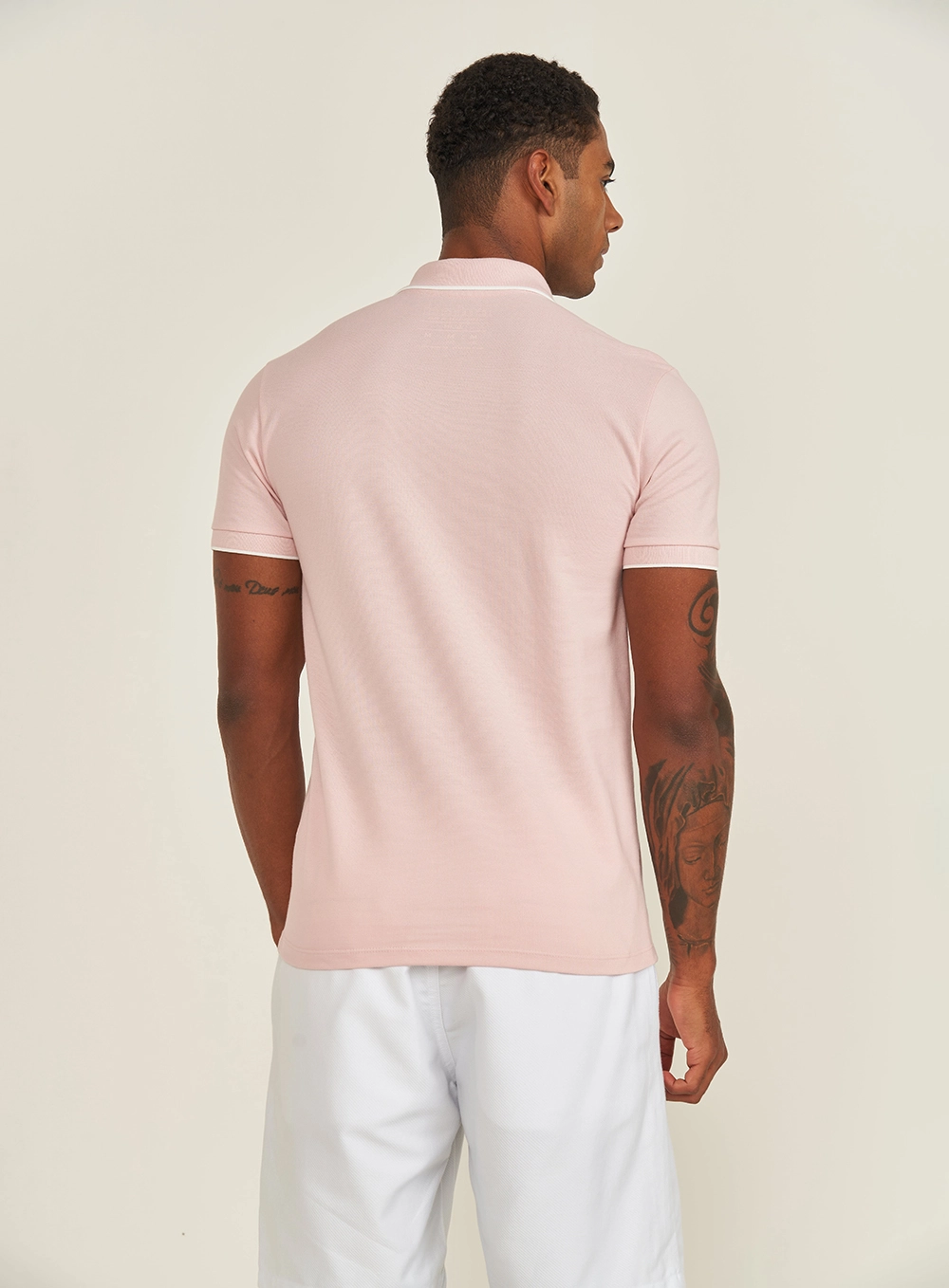 Polo Masculina Básica Slim Rosa