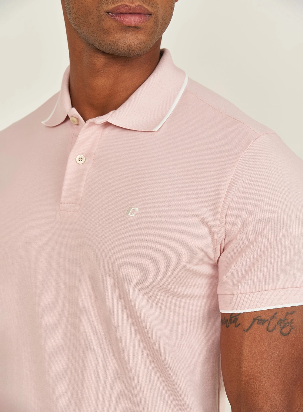 Polo Masculina Básica Slim Rosa