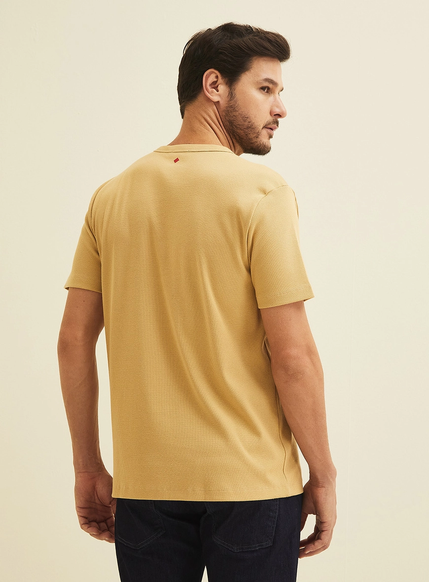 Camiseta Canelada New Slim Bege