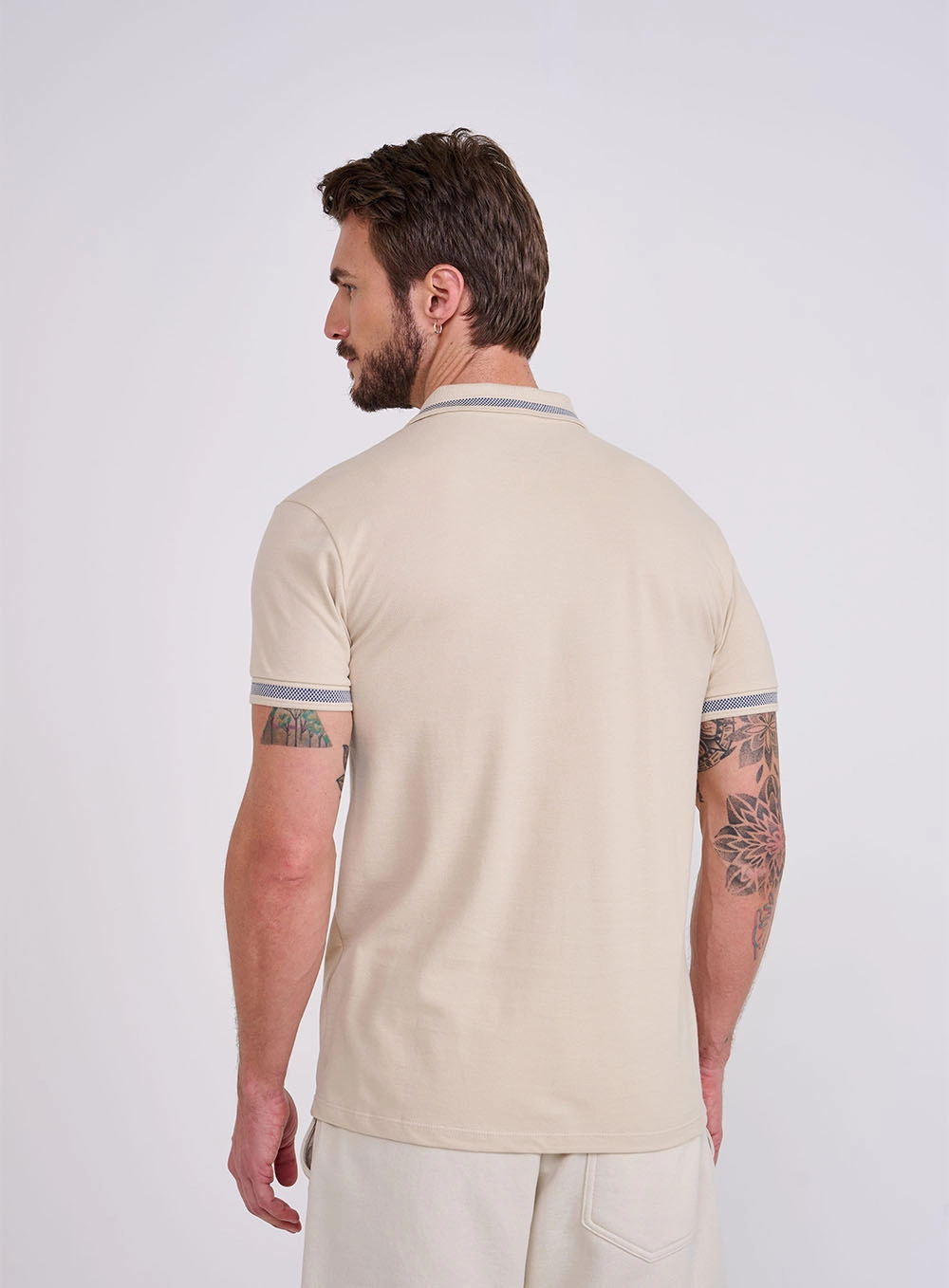 Polo Gola Jacquard Brasil Bege