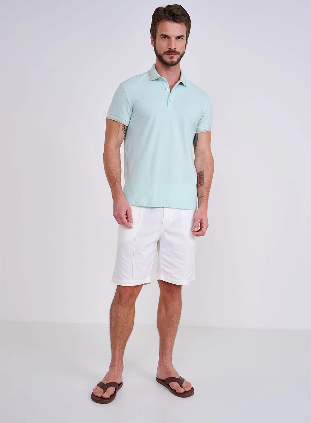 Polo Masculina Brasil Jacquard Verde