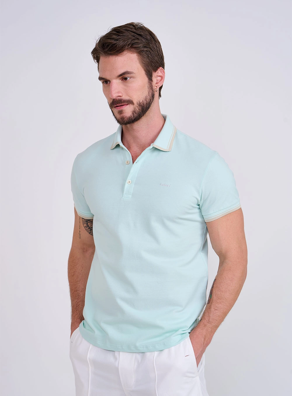 Polo Masculina Brasil Jacquard Verde